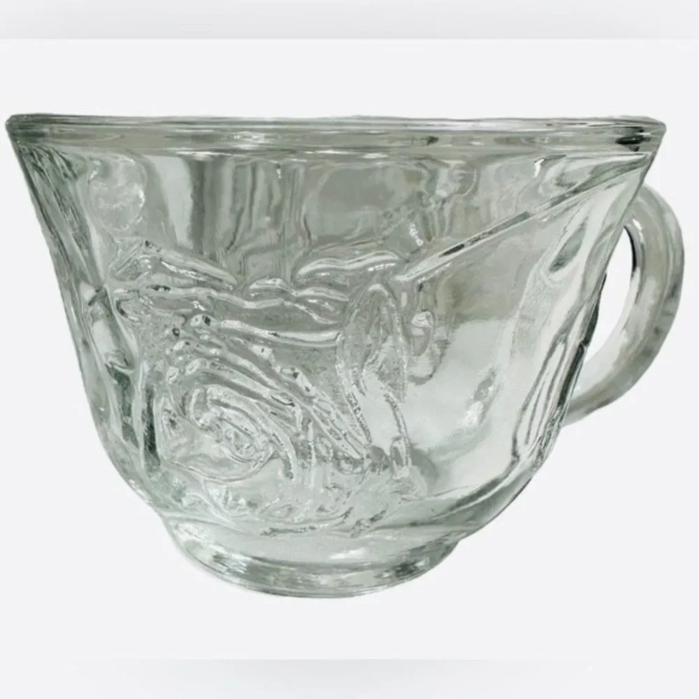 Punch Cups Vintage Clear Pressed Glass Rose Design Set of 8
